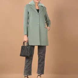 crimsoune club Women's Green Notched Lapel Long Length Overcoat image 4