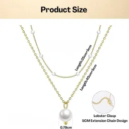 flavizo Gold Pearl Necklace for Women – Double Layer Pendant Chain for Women Stylish, Elegant & Fashion Jewellery Gift for Women, Girls, Sister, Girlfriend image 1