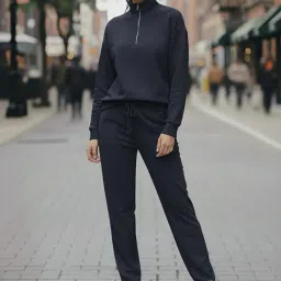 mack jonney Solid Half Zipper Track Suit for Women | Warm Fleece Tracksuit Set | Full Sleeve Sweatshirt-M6204 image 1