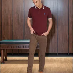 u.s. polo assn. Men's Tipped Collar Pure Cotton Slim Fit Polo Shirt image 1