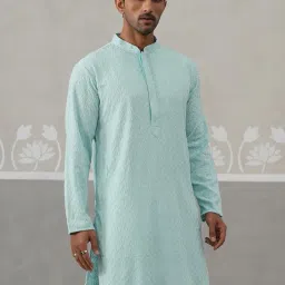 jompers Men Embroidered Viscose Rayon Kurta (Cream, S) image 3