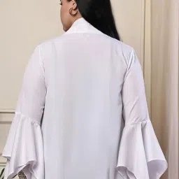 therebelinme White Color Poly Crepe Stylish Shrug for Women image 1