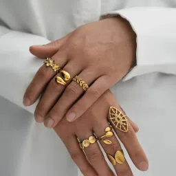 Sparkle & shine anti tarnish free size assorted design Set of 4 Latest Stylish Gold Plated Rings for Women and Girls image 4