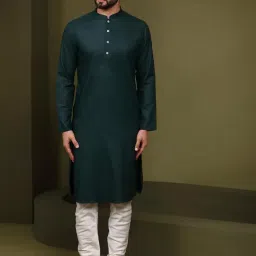 kisah Men's Kurta Sherwani Set Indo-Western Silk Blend, Geometric Design, Full Sleaves, Knee Length, Straight, Regular Fit, Mandarin Collar Ethnic Wear image 4