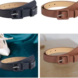 enakshi (label) 2xPU Women Belt Square Buckle Belt Adjustable Waistband for Female Lady Skirt Dark Blue|Clothing, Shoes & Accessories | Womens Accessories | Belts image 5