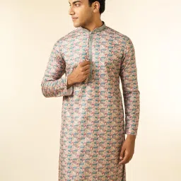 diwas by manyavar Men's Art Silk Digital Prints Festive Kurta Set (2pcs) image 3