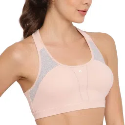 Enamor Women's Cotton Sports Bra - Medium Support, Padded, Non-Wired, Full Coverage, Pop-On and Racer Back Style with Wide Keyhole image 2