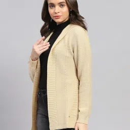 monte carlo Womens Self Design Front Open Wool Blend Cardigan Black image 1