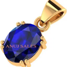 ayush gems 4.25 Ratti 3.25 Carat Blue Sapphire Pendant Nilam/Neelam Stone Gold Locket for Men and Women image 2