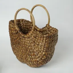 Handwoven Natural Water Hyacinth Tote Bag | Eco-Friendly Round Handle Straw Handbag for Women | Boho Style Summer Beach & Shopping Bag image 3