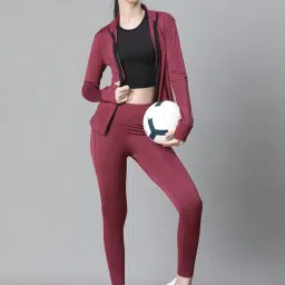 athlisis Women’s Full Zip Training Jacket with MockCollar & Thumbhole Sleeves | Quick-Dry, Stretchable, Lightweight Activewear for Gym, Yoga, Running & Sports (IN, Alpha, XL, Regular, Maroon) image 4