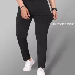 gibbonte Men's Stylish Slim Fit Lycra Blend Trousers for Men | Stretchable and Comfortable Office, Formal, and Casual Wear | Solid Business and Work Formal Pants for Men image 1