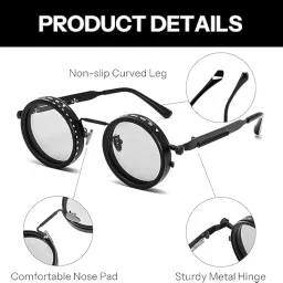 earwig Adjustable Tint Sunglasses, 1-9 Gear Adjustable Polarized Sunglasses with ND Filter Lenses, Round Black Lens for Men & Women, UV Protection for Driving, Fishing, and Outdoor Use. image 4