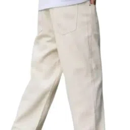 comfits Relaxed Fit Denim Baggy Jeans, Beige, Plain Style, Loose Casual Wear (in, Numeric, 30, Regular, Beige) image 1