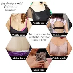 veecha enterprise Sticky Strapless Adhesive Reusable Self Adhesive Backless Bra Invisible Push up Silicone Bra for Women.|Pack of 2| Multicolor image 3