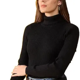 pinovo Black and White Women’s Premium High-Neck Top - Soft, Sleek, and Stylish image 1