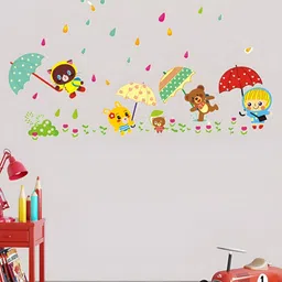 Asian royal Blue & Yellow Printed Self-Adhesive Wall Sticker-image-21