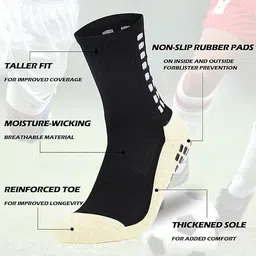 dzope Hi-Tech Performance Athletic Socks for Men & Women | Crew Length, Anti-Slip Rubber Grip, Thick Cushion Sports Socks for Running, Gym, Training & Outdoor Activities image 4