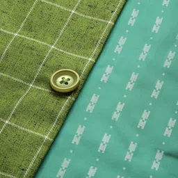 SOJANYA Men Mustard Yellow & Green Solid Kurta with Churidar & Nehru Jacket image 4