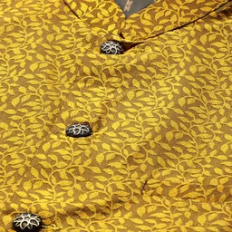 SOJANYA Men Mustard Yellow Jacquard Self-Design Nehru Jacket image 5