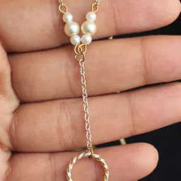 BeAbhika Lariat Necklace With A Ring Drop image 4