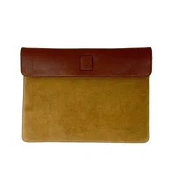 ABELARDO DE MODA Tan Solid Leather 16 Inch Laptop Sleeve-image-5