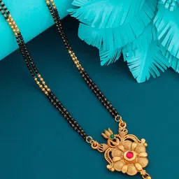 JEWEL WORLD Gold-Plated Stone-Studded & Beaded Mangalsutra-picture-22