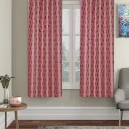 SOKNACK Peach 2 Pieces Geometric Black Out Window Curtains-picture-40