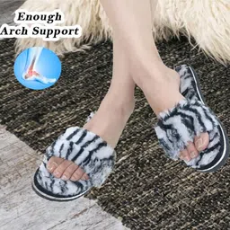 bhains ki ankh Combo Fur Slippers For Women Fuzzy Fur Slippers Girls Fluffy House Slides Outdoor and Indoor image 5