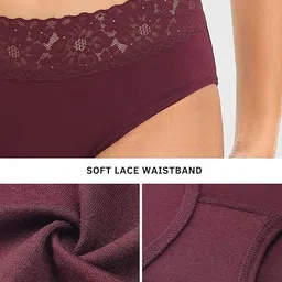 rhyff Womens Underwear Cotton Bikini Panties Lace Soft Hipster Panty Ladies Stretch Full Briefs 5 Pack image 4