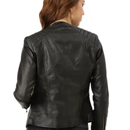 leather retail Faux Leather Women Regular Jacket (Black) image 2