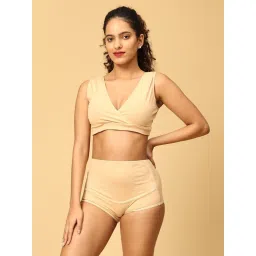 The Mom Store Maternity Sleep Bra and Over Belly Support Panty -Beige (Set of 2) image 1