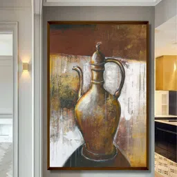 The Art House Brown & White Abstract Painting Wall Art image 1