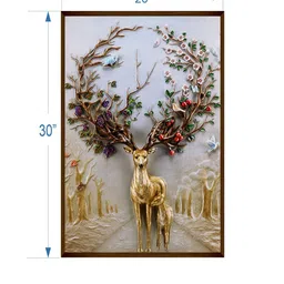 The Art House Grey & Gold-Toned Raindeer Printed Framed Wall Art image 5