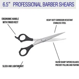 generic Professional Hair Cutting Scissors, Stainless Steel, Black Handle, Salon and Home Use image 2