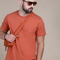 The Roadster Lifestyle Co. Rust Round Neck Cotton T-Shirt image 2