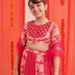 pspeaches Girls Printed Ready to Wear Lehenga & Blouse With Dupatta image 3