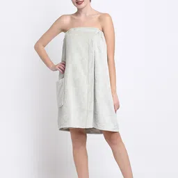Creeva Luxury Grey 2 Pcs 380 GSM Highly Absorbent Pure Cotton Hair & Bath Wrap Towel Robe-picture-12