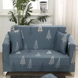House of Quirk Double Seater Sofa Cover For Couch Flexible 140 Gsm Sofa Slipcover - Grey Pine-picture-17