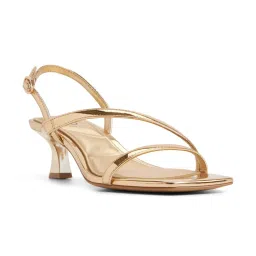 Aldo Rylann Women Gold Kitten Heels Sandals-image-2