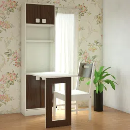 adona Royale Study Set with Folding Desk cum Bookshelf and Teak Wood Chair in Coffee Walnut Colour-picture-19