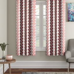 Cortina White & Pink 2 Pcs Floral Window Curtains-picture-46