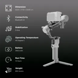 DJI RS 4 Mini 3-Axis Gimble for Mobile and Camera (Intelligent Tracking, Grey) image 3