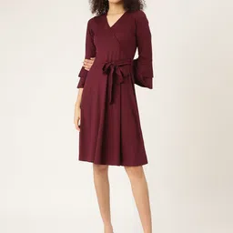 BRINNS Burgundy Solid Dress image 1