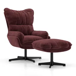 urban ladder Marson Lounger Chair with Ottoman in Berry Red image 2