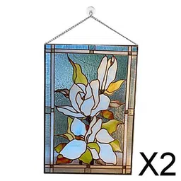 CALANDIS™ 2xStained Rectangle Window Panel Wall Decor Magnolia | Suncatchers & Mobiles | Home D?©cor image 2
