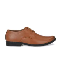 HERE&NOW Men Tan Brown Round Toe Formal Derbys image 2