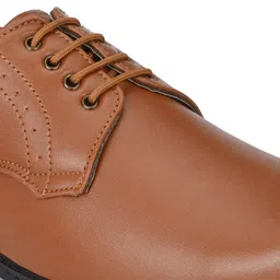 HERE&NOW Men Tan Brown Round Toe Formal Derbys image 5