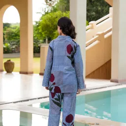 SAY Blue Pure Cotton Collar Neck Shirt & Pyjama image 2