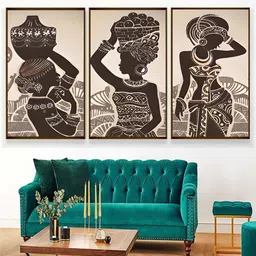 The Art House Beige and Brown 3 Pieces Wooden Abstract Wall Paintings-image-10